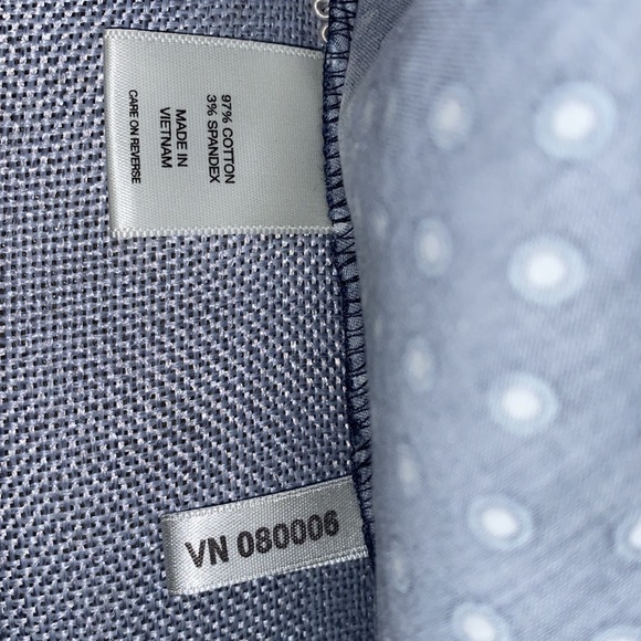 Navy blue white button up button down ruched side fitted women’s blouse top med - Picture 9 of 11